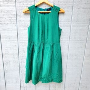 Madewell Silk Shirred Mini Kelley Green Dress size S